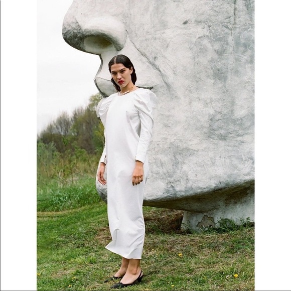 NWT Mara Hoffman Elisabetta White Dress Puff sleeve square neck Maxi size small - Picture 2 of 16